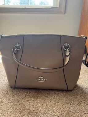 COACH Pebbled Leather Shoulder Bag in Taupe